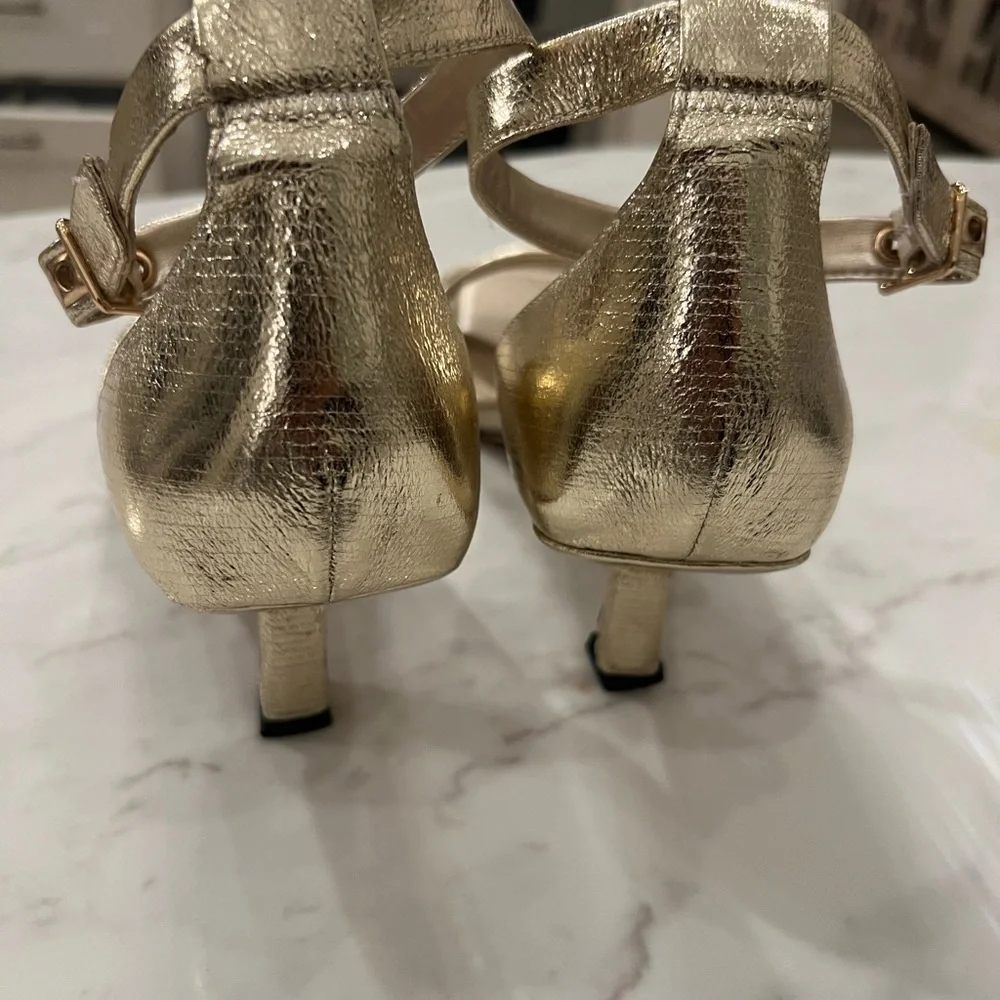 Franco Sarto Metallic Gold Heeled Sandals - Picture 7 of 9